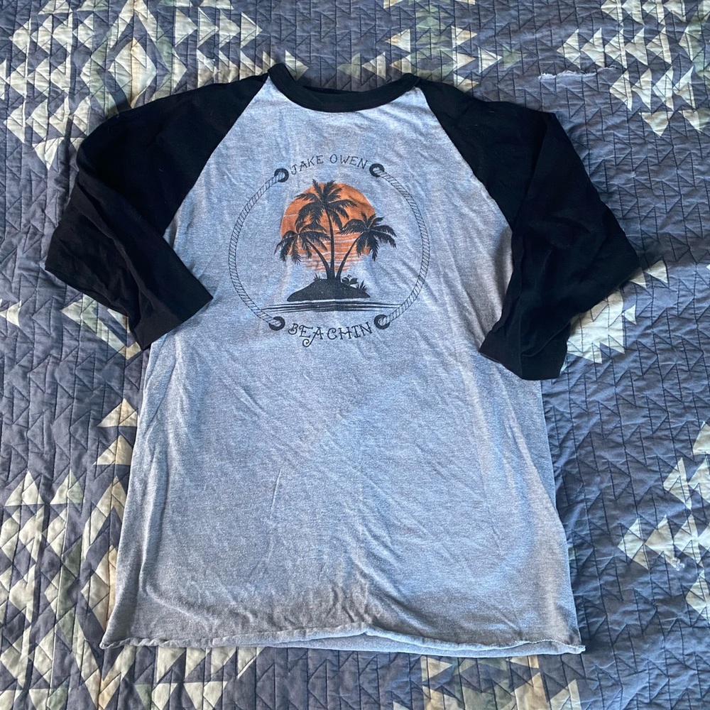 Vintage Jake Owen Tour Baseball Tee Beachin Cropped 3/4 Sleeve Womens S